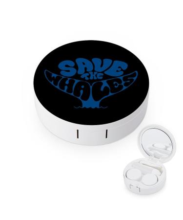 Save The Whales Contact Lens Case Travel Portable Travel Contact Lens Box with Mirror