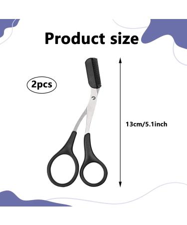 2Pcs Stainless Steel Black Eyebrow Trimming Scissors with Comb - Lightweight, Detachable, Ergonomic Handle - Ideal for Men and Women - Buy Online on GoSupps.com