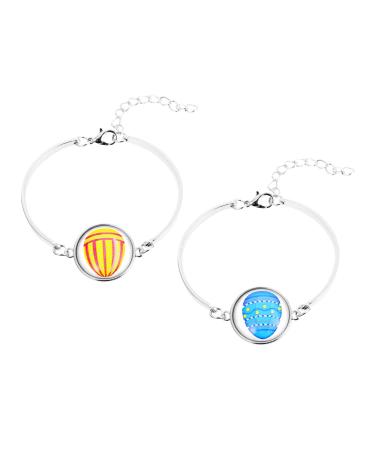 CALLARON 1 Set 2 Pcs Easter Bracelet Easter Jewelry Gift Kids Bracelets Friendship Bracelets for Kids Charm Bracelets Jewelry Bracelets Easter Friendship Bracelets Fashion Alloy Woman Eggs