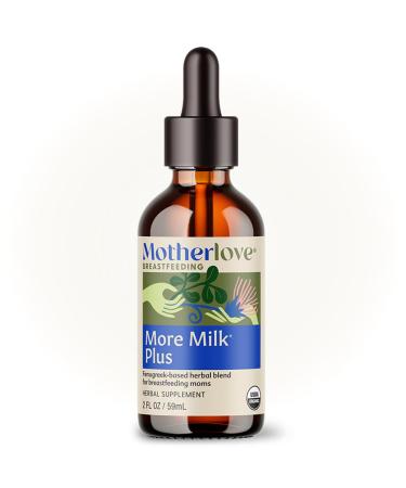 Motherlove More Milk Plus (2 Ounce Tincture) Fenugreek-Based Lactation Supplement to Support Breast Milk Supply USDA Certified Organic Vegan Kosher Soy-Free Unflavored 2 Fl Oz (Pack of 1)