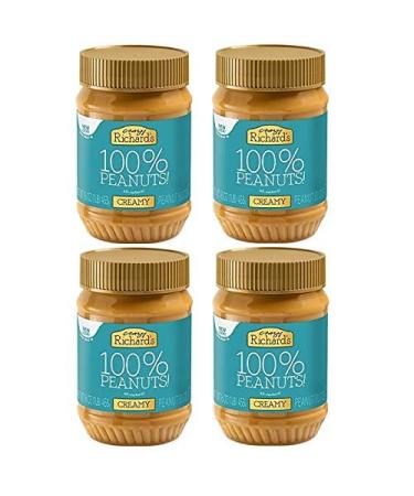 Crazy Richard Peanut Butter, Creamy, 16 oz (4 Pack) Creamy 1 Pound (Pack of 4)