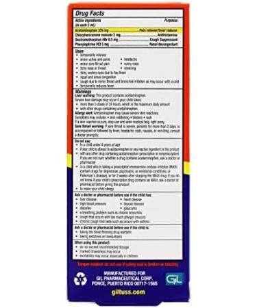 Giltuss Children's Multi-Symptom Cold & Flu Syrup Strawberry 4 fl oz - Fast Relief for Kids - Buy Online on GoSupps.com