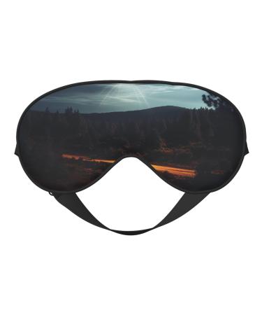 UFO At Night Print Double Sided Eye Mask Blackout Eye Mask All Night Sleep Eye Mask for Women Men