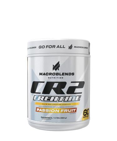 Creatina CR2 | 2 tipos de creatina en 1 | | Complejo de creatina todo en uno | Monohidrato + HCL en polvo | Maracuy con sabor natural (60 porciones) Black/White