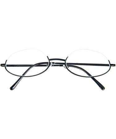 KoKoBin Half Moon Reading Glasses - Slim Metal Frame Spring Hinges Black - 1.5 Diopters for Men & Women | International Shipping Available - Buy Online on GoSupps.com