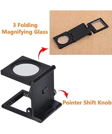 1pc 10X Magnifier LED Three Folding Magnifier Magnifying Glass with Scale Magnifying Glass for Cloth Jewelers Watch - Buy Online on GoSupps.com