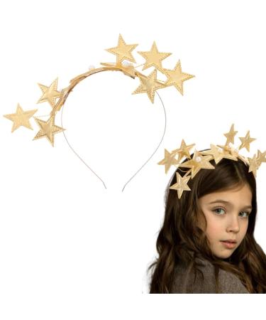 JONKY Star Headband Gold Headpiece Stars Hair Band Pentagram Head Bands Holiday Party Hair Accessories Pearl Headbands for Girls and Women