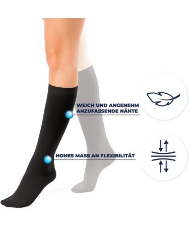 Pani Teresa Medica Compression Stockings - Class 1 Thrombosis Support for Men & Women (15-21 mmHg) - Flight Black Size 3 - Short: A - 120 Den - Buy Online on GoSupps.com