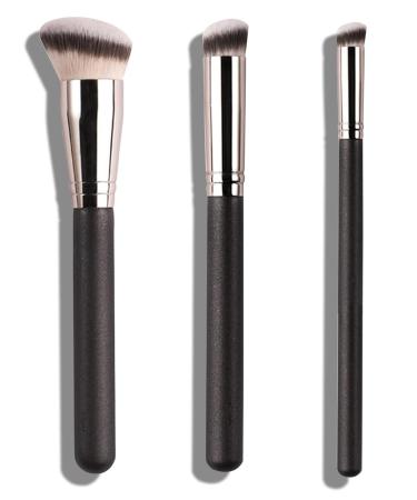 BPTRKOM 3 Pieces Professional Make Up Contouring Brushes - Concealer Brush with Soft Synthetic Fibre Face Make Up Brushes for Creamy Foundation Powder or Liquid
