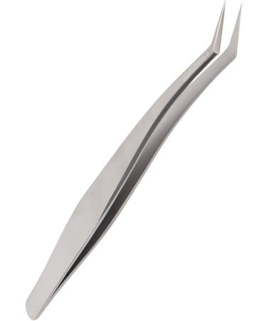 Eyelash Extension Tweezers - Silver Stainless Steel Slanted Manicure Tweezers for Precision Application - Buy Online on GoSupps.com