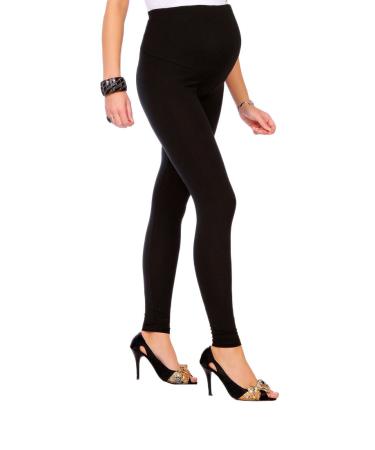 FUTURO FASHION Womens Maternity Leggings Full Ankle Length Cotton Leggings Comfortable Maternity Leggings for Ladies Soft Pregnancy Pants Belly Support Size 8-22 12 Black