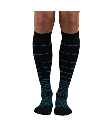 Dr. Comfort Everyday Style Funnel Stripe 15-20 mmHg Unisex Compression Support Socks Large Turquoise