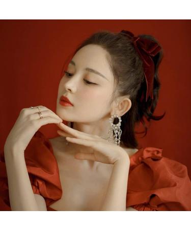 Velvet Bow Hair Clip Set for Girls - 2Pcs Satin Ribbon Hairpins for Women - Buy Online on GoSupps.com