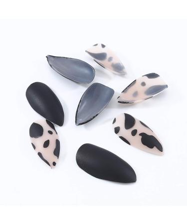 Brishow Black Leopard Coffin Artificial Nails - 24 Full Cover Acrylic Press-On Nails for Women & Girls - Buy Online on GoSupps.com