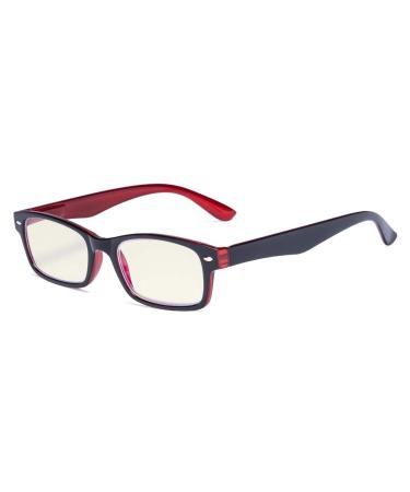 Eyekeper computer reading glasses with spring hinges in UV protection anti-blue rays glare protection and scratch-resistant glasses (yellow tinted glasses in black and red frame) BB40 lens-black/red 4.0 diopters