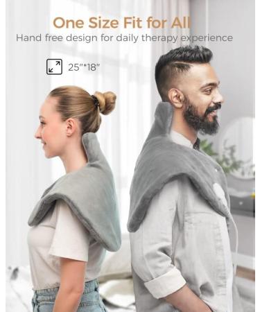 ALLJOY Electric Shoulder Heating Pad for Neck & Shoulders - Skin-Friendly Heated Wrap for Pain Relief - 3 Heat Settings - Auto Shut Off - 25*18 Gray - Buy Online on GoSupps.com