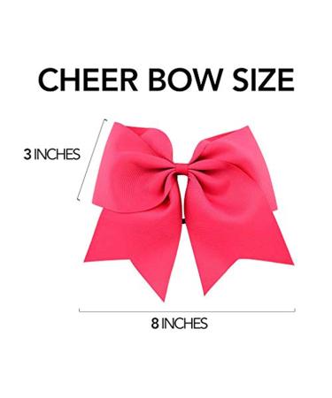 CEELGON 8 Large Pink Cheer Bows Ponytail Holders - Set of 12 | Grosgrain Ribbon Hair Ties for Teens, Women, Girls | Ideal for Cheerleaders and Sports - Buy Online on GoSupps.com