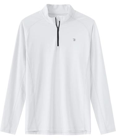 BGOWATU Men's UPF 50 Quarter Zip Polo Shirt - White, Large | Quick Dry Golf Shirt - Buy Online on GoSupps.com