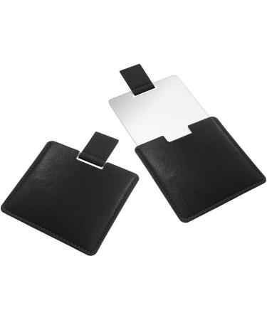 Ultra Thin Pocket Mirror - Unbreakable Stainless Steel Lightweight & Stylish PU Leather Bag - Perfect for Makeup Camping & Travel (Black) - Buy Online on GoSupps.com