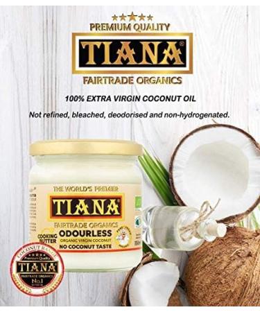 TIANA Fairtrade Organic Virgin Coconut Oil Odourless Cooking Butter 350ml (Pack of 4) 350ml Pack of 4 - Buy Online on GoSupps.com