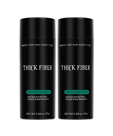 THICK FIBER Hair Fibres (Pack of 2 BLACK) | Hair Powder for Thinning Hair 25g Bottle | Make Thin Hair Look Thicker in Seconds| Hair Loss Concealer for Women & Men 50 g (Pack of 1) Black - Buy Online on GoSupps.com