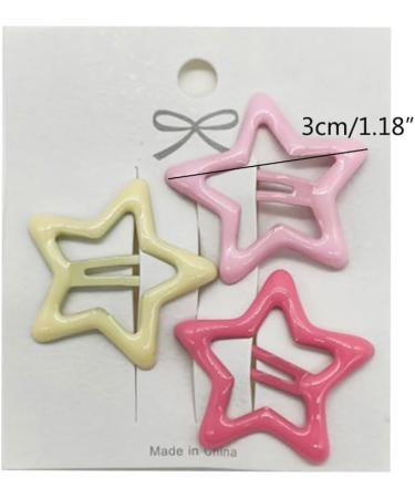 3pieces Cool Hair Clip Star Shape Snap Hairpin Candy Color Hair Clip for Spring Summer Hairpins for Teenagers Children Blue - Buy Online on GoSupps.com