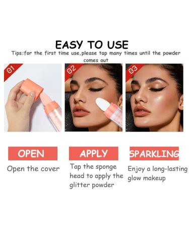 3PCS Highlighter Powder Stick Set for Face & Body Glitter Shimmer - Brightens & Contours, Smooth Sparkle Patting Powder - Buy Online on GoSupps.com
