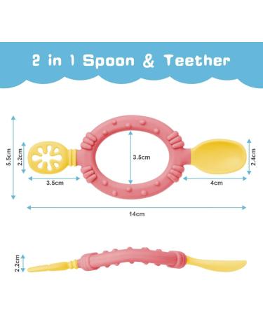 Vicloon Silicone Self Feeding Spoon and Fork Set for Babies - Pink & Blue Color Contrast | Baby Weaning Utensils for Infant & Toddler | BPA-Free, Easy Grip | 6 Months - Buy Online on GoSupps.com