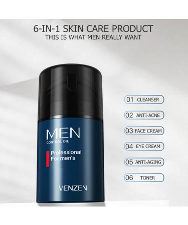 VENZEN Men Control Oil Facial Cleanser - Moisturizing Anti-Acne & Anti-Aging Toner for Dry Skin | 50g/1.76oz - International Shipping - Buy Online on GoSupps.com