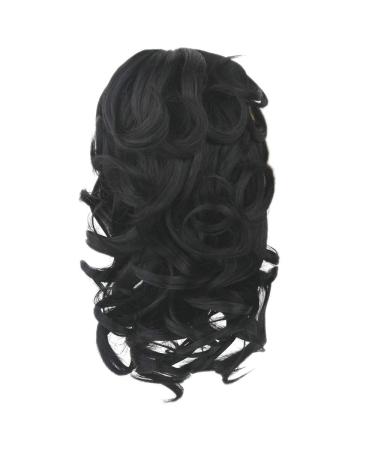 Amyseller 12inch short curly hair part hair pipe ponytail braid ponytail hair extension synthetic hair clip for women lady (1b)