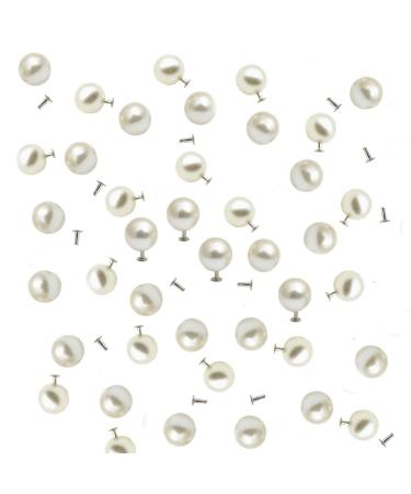 AKOAK 100 Set Pearl Rivet Half Hole Faux Pearls Rivets Studs Buttons for Hat/Shoe/Clothes/Bag/Skirt/Bridal Veil DIY Accessories (6.0mm)
