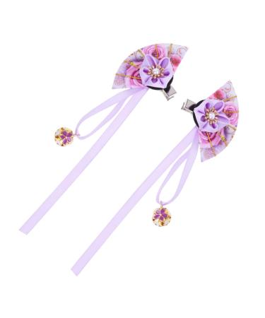 Amosfun Cherry Blossom Hair Clip & Pin Set - Japanese Tsumami Kanzashi Hair Accessories for Women - Purple Yukata Style - Buy Online on GoSupps.com