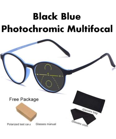 Buy Sunray Eyewear 2.25x Ultra-Light Titanium Reading Glasses - Anti-Blue Photochromic Progressive Multifocal Round Black Frames - International Shipping Available - Buy Online on GoSupps.com