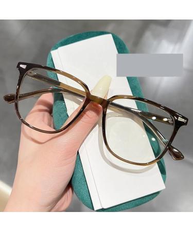 Zhuyiqz Large reading glasses glare-free ultra-light computer reading glasses anti-blue light flat light level (color: tea size: +200) +200 tea