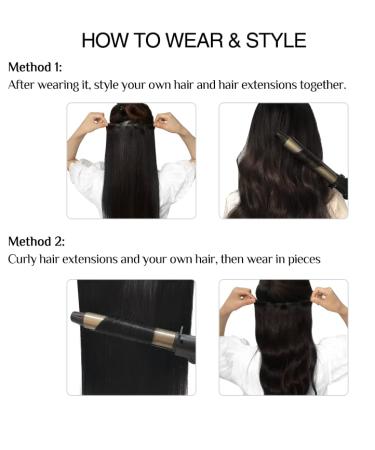 Doores Clip-In Extensions - Real Human Hair Natural Black 50cm (20 Inch) 7 Pieces 110g Remy Seamless Hair Extensions - Buy Online on GoSupps.com