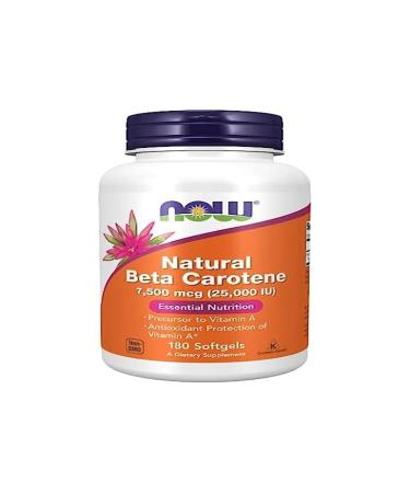 Now Foods, Natural Beta Carotene, 7,500 mcg (25,000 IUU), 180 Capsules, Provitamin A