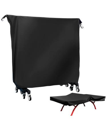 BEILLER Ping Pong Table Cover, Outdoor & Indoor Premium Waterproof Table Tennis Dust Cover Dual Function Fits for Folding Tables & Flat Tables, Expand Size 11.57.87ft Fits 9x5ft Tables, Black