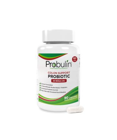 Probulin Colon Support Probiotic Supplement Daily Gut Digestive and Immune Health Probiotics Capsules for Men and Women 20 Billion CFU Vegan 90 Count Bottle Bottle Size: 90 Count (Pack of 1)