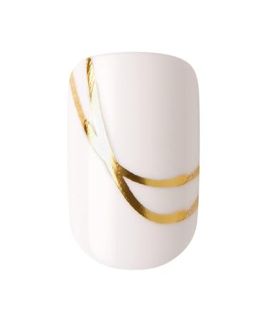 KISS Voguish Fantasy Press On Nails - Glam & Glow White Short Squoval | 28 Nails & Nail Glue Included - Buy Online on GoSupps.com