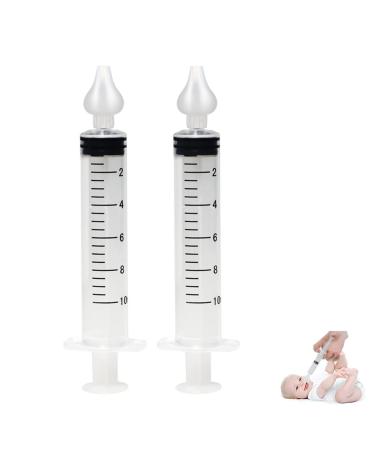 Nasal Syringe Irrigator 2 Pieces 10ml Baby Nasal Syringe Syringe Nasal Washer with Reusable Washable Silicone Nasal Suction Nozzle for Newborns