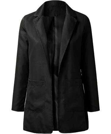 Women Blazer Casual Open Front Long Sleeve Notch Collar Office Suit Jacket Cozy Lightweight Work Blazers Jacket Black Medium - Buy Online on GoSupps.com