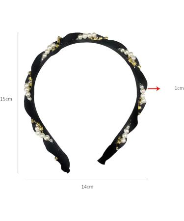 1 Piece Headband with Pearl Rhinestones Fashionable Headband Women's Retro Style Headband Hair Bands Accessories Pearl Hair Band Hair Accessories for Girls Christmas Party Decoration Black black 1 - Buy Online on GoSupps.com