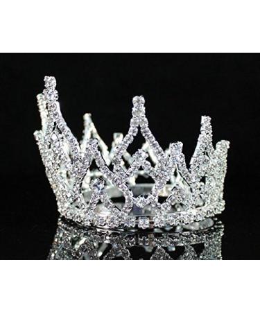 Mini Flame Clear Austrian Rhinestone Full Hair Crown Tiara for Party Bridal - M1374 - Buy Online on GoSupps.com