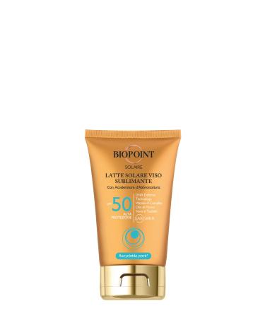 Biopoint Solaire - Sublimating Sun Lotion SPF 50 with Tanning Accelerator Antioxidant and Moisturizing Action Gives Golden and Luminous Skin 50 ml