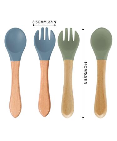 Timri Baby Feeding Spoons - 4 Soft Silicone & Wood Forks BPA Free | Perfect for Babies & Toddlers - Buy Online on GoSupps.com