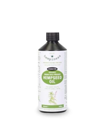 Hempiness Organic Premium Hemp Seed Oil | Raw Organic Hempseed Oil | Rich In Omega 3 6 & 9-500ml