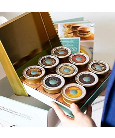 Indian Spicebox Kit Gold: 9 Organic Spices, Cookbook with 30+ Recipes, Masala Dabba, Seasonings - Cooking Gift Set for Women, Men, Chef - Buy Online on GoSupps.com