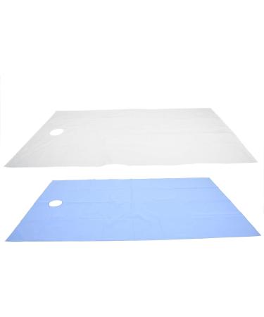 Ververt Touch Treatment Tablecloth - Breathable Oil-Resistant Beauty Salon Bed Linen | Waterproof Massage Cover with Face Hole | Perfect for Wellness Studios - White-Blue - Buy Online on GoSupps.com
