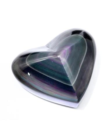 1pc 50g-160g Natural Crystal Stones Folk Crafts Rainbow Obsidian Heart Beautiful Crystal QINTINYIN Stone Mineral Specimen (Color : 1pc 133g-141g)