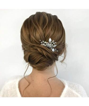 Unicra Rose Gold Bridal Hair Comb - Sparkly Crystal Leaf Wedding Accessory for Women and Girls - Buy Online on GoSupps.com